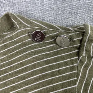 Lauren Ralph Lauren Shirt‎ Womens L Green Striped Crew Neck Short Flutter Sleeve thumbnail 4