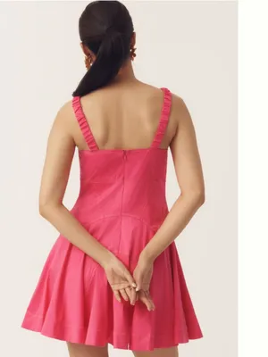ANTHROPOLOGIE Plunge Drop Waist A Line Mini Dress Pink Size XL NEW thumbnail 3