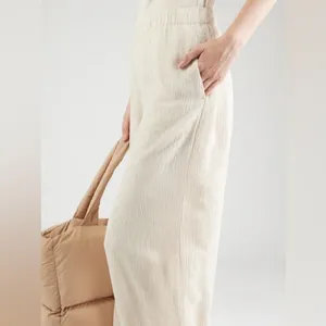 Abercrombie & Fitch Cream Textured Pull On Wide Leg‎ Beachy Pants thumbnail 4