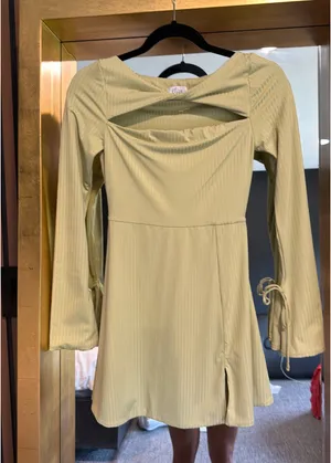 Oh Polly Mini Dress Long Sleeve light green thumbnail 4