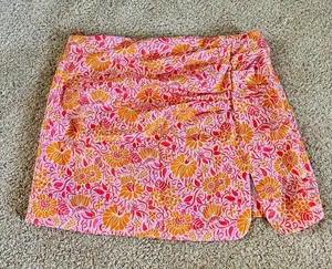 Paisley Pink Linen Mini Scrunch Skirt thumbnail 6