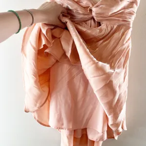 Cotton Candy LA Strapless Satin Twist Front Cutout Mini Dress Peach Pink Medium thumbnail 6