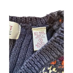 90s vintage Chunky Knit Nordic Sweater Vest Blue Med Karen Scott thumbnail 2