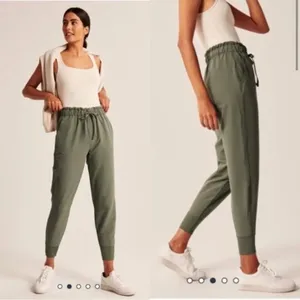 Abercrombie & Fitch Green High‎ Rise French Terry Jogger Sweatpants thumbnail 2