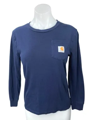 Carhartt Women's Blue Pocket Long Sleeve Casual Pullover Sweatshirt Top Size M thumbnail 1
