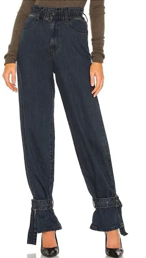 NWT WeWoreWhat Paper Bag Buckle Canal Denim Jeans Danielle Bernstein Size 28 thumbnail 1