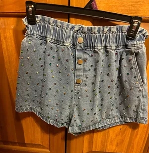 Blue velvet Bluejeans large with rhinestones on them different colors thumbnail 1
