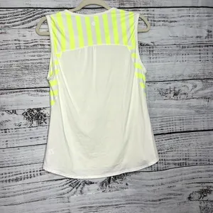 Athleta Ocean Stripe CHI Muscle Tank Top Neon Yellow Athletic Small thumbnail 4