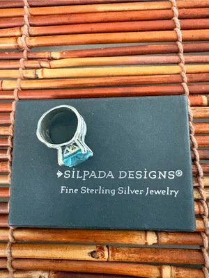 Silpada Sterling Silver Ring with Aqua Blue Square Glass Stone 5.5 thumbnail 6