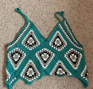 Cropped Top Blouse Green Size M thumbnail 1