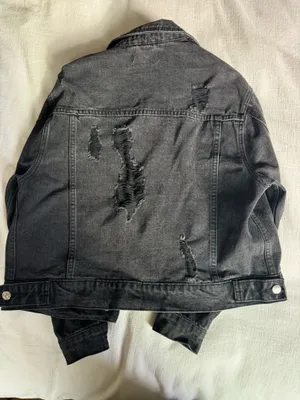 Akira Black Denim Jacket Distressed thumbnail 2
