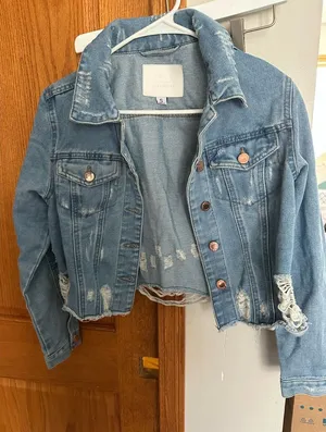 NWOT! Trendy Blue Distressed Denim Jacket thumbnail 1