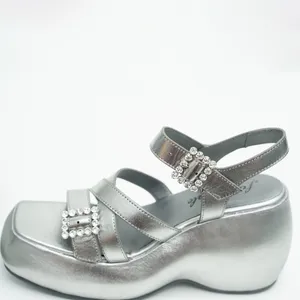 Free‎ People. Brooklyn Ankle Strap Silver Metallic Platform Sandal. 8.5 thumbnail 9