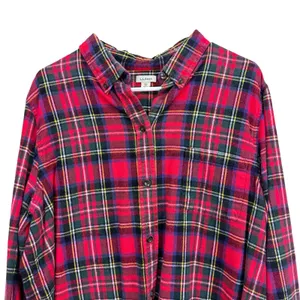 LL Bean Red Scotch Plaid Cotton Flannel Button Shirt Relaxed Fit Size XL thumbnail 4