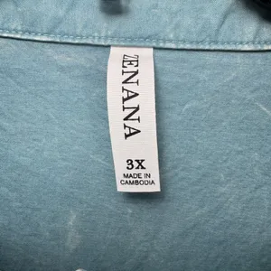 Zenana Outfitters Shacket Women's 3X Plus Blue Stronewashed w/ Pockets Shirt thumbnail 6