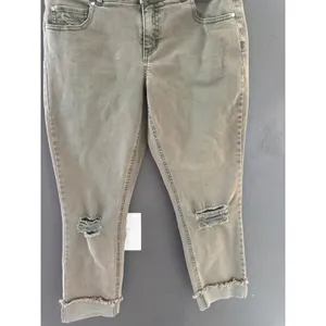 Refuge Y2k Womens Olive Green Distressed Skinny Jeans‎ High Rise Cropped Size 4 thumbnail 4