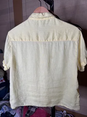 Tahari 100% Linen Button Down Shirt Butter Yellow Size Medium thumbnail 8