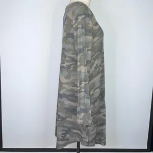 RAE MODE Green Camo Super Soft Long Sleeve V-Neck Swing Dress Small NWT thumbnail 5