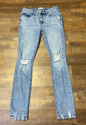 BKE Monroe Universal Upper Slim Thigh Mid Rise Skinny Jeans Women 29x32 Distress thumbnail 1