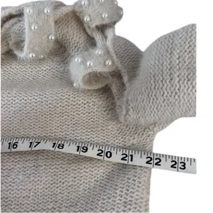 Easel Cream Pearl Cutout Sleeve Fuzzy Knit Sweater S/M thumbnail 8