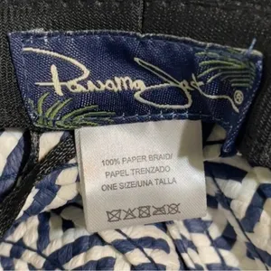 Panama Jack Vacay All Day Navy Straw Beach Hat Pink Embroidered Resort thumbnail 4