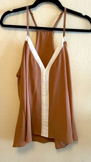 Brown & white women's tank top thumbnail 1