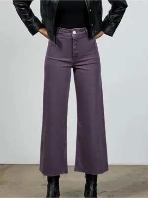 ZARA The Marine Straight Jeans Cropped Wide Leg in Lilac Sz. 10 thumbnail 2