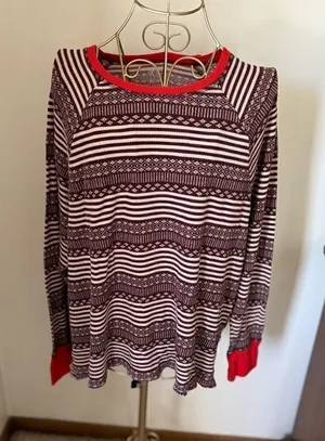 Aerie Long Sleeve Thermal Top Multicolor Fair Isle Size Large thumbnail 1