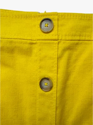 LOFT Sz 2 Sunny Yellow Button Front Utility Mini Skirt Pockets Cotton Blend thumbnail 6