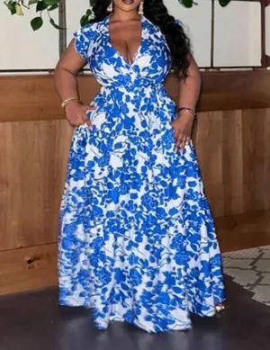 Blue Floral Maxi Dress Size XL thumbnail 2