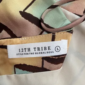 12th Tribe Geometric Block Print Maxi Dress in Beige, Mint & Terracotta Size L thumbnail 13