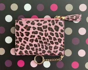 Leopard Pink Small Bifold Slim Mini Wallet thumbnail 2