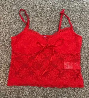 Edikted Red Floral Lace Cami with Front Bow thumbnail 1