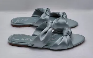 Sam Edelman Circus NY Womens Sandals 7.5 Blue Satin Bow Slides Feminine Coquette thumbnail 1