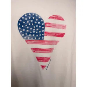 Life is Good Womens Crusher Tee White American Flag Heart Graphic T-Shirt Size M thumbnail 3