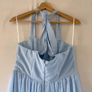 Lulus Light Blue Halter Maxi Dress Bow Sweetheart Formal Gown HD3816A Mens M thumbnail 6