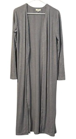 UMGEE Sweater Duster Side Slits Gray Color‎ Ribbed Cardigan Boho Hippie Medium thumbnail 1