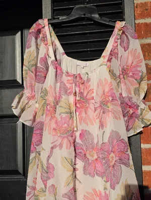Olivaceous Pink Puff-Sleeve Mini Dress Medium thumbnail 2