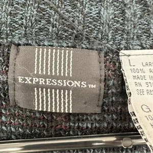 Vintage Oversized Blue Argyle Cardigan Grunge‎ Eclectic Grandpacore Funky Fall thumbnail 3
