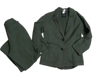 Madewell NWT Quilted Cotton Blazer & Pants Set Olive Green quilted Womens Small thumbnail 1