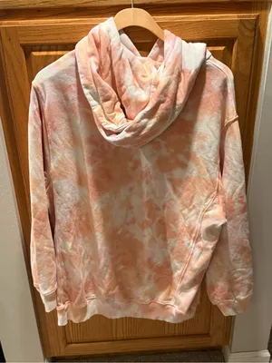 Aerie Oversized Tie Dye Hoodie in Pink/Orange thumbnail 3