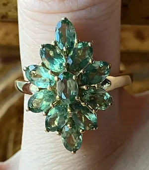 Natural Pine Apatite Sterling Silver Ring Size 6 Green thumbnail 1
