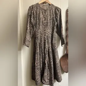 ULLA JOHNSON Bernadette‎ Dress Brown Black Cheetah Animal Print Midi Safari thumbnail 5
