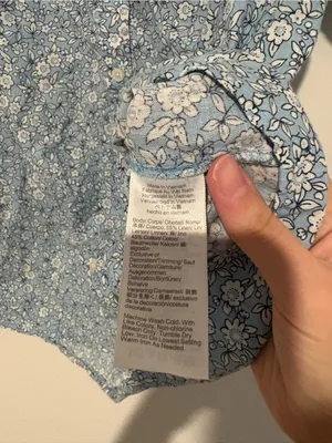 J. Crew Floral linen Short Sleeve Button-Up Blouse Blue size small thumbnail 6