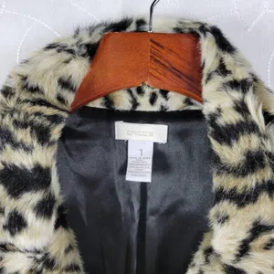 Chico's Womens Jacket Size 1 Cream Black Luxe Cheetah Print Aminal Faux Fur Coat thumbnail 9