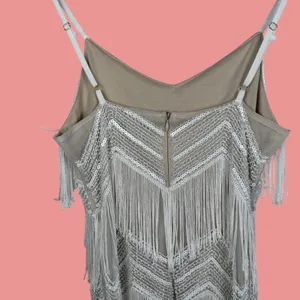Lulu's Ivory Fringe Sequin Mini Dress Size Small Gatsby Flapper Cocktail‎ thumbnail 6