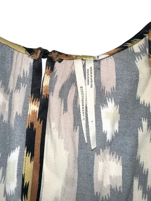 Anthropologie Somerset Ikat Brown & Black Patterned Short Sleeve Romper LARGE thumbnail 4