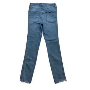 Free People We The Free Straight Leg Jeans Medium Wash Raw Hem Side Slit Size 30 thumbnail 7