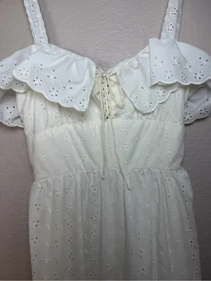 Roberta Vintage 70’s White Cotton Eyelet Lace Tiered Maxi Sundress 7 Cottage thumbnail 5
