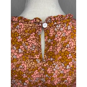 Universal Thread Floral Blouse L Excellent Ruffle Neck Long Sleeve Rust Multi thumbnail 4